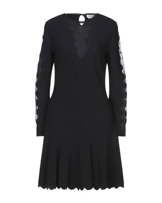 Alexander Mcqueen Lace-Trim Asymmetric Mini Dress - Black