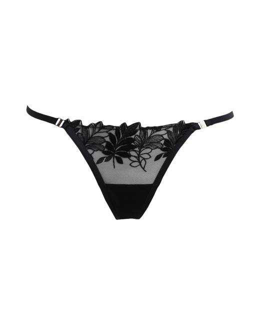Bluebella Mandra mesh and strapping detail thong in black