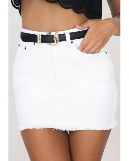 Off-White logo-print Denim Skirt - Farfetch