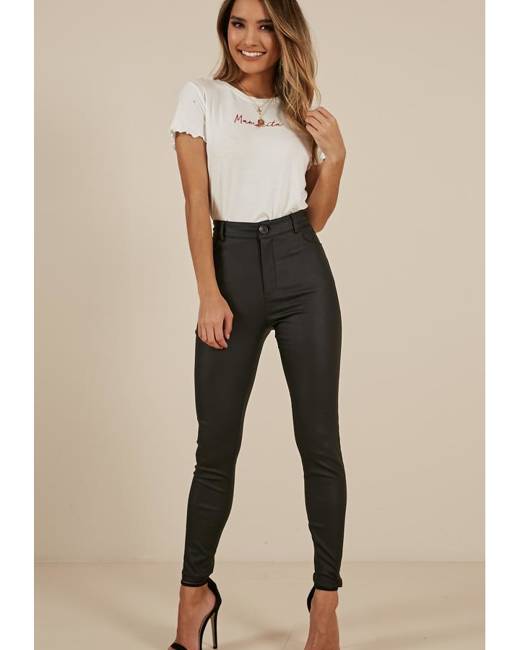 Boohoo High Waisted Wet Look Leggings - Black