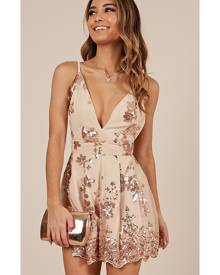 big baller playsuit in rose gold sequin