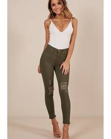 Showpo Anna Skinny Jeans in khaki - 14 (XL) Jeans