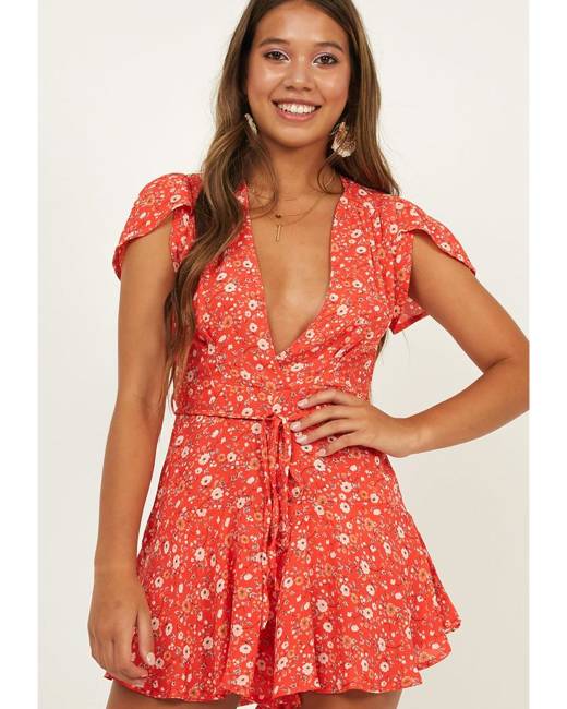 red romper maxi dress