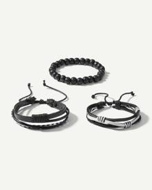 Jewellery Bracelets Woven & Braided Bracelets Men Gift Braided Engraved Bracelet Simple Thin Braided Leather Bracelet 