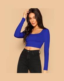 Blue S WOMEN FASHION Shirts & T-shirts Knitted discount 54% Basyco crop top 