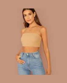 ROMWE Solid Cami Crop Top
