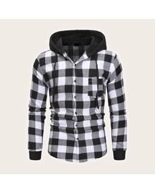guys buffalo plaid drawstring hooded shirt