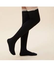 ROMWE Lace Trim Over-the-Knee Socks