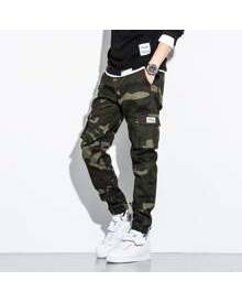 ROMWE Guys Camo Flap Pocket Cargo Pants