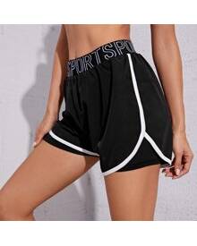 Elastic Waist 2 In 1 Dolphin Sports Shorts