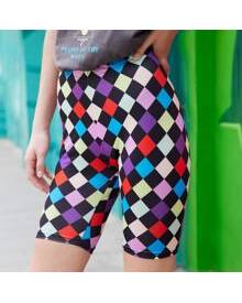 ROMWE Argyle Pattern Biker Shorts