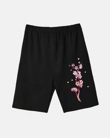 ROMWE Floral Graphic Biker Shorts