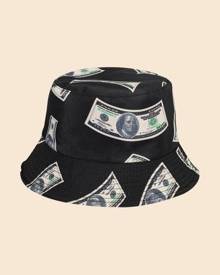 ROMWE Guys Banknote Print Bucket Hat