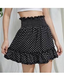 ROMWE Polka Dot Frill Skirt