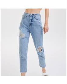 ROMWE Ripped Detail Mom Jeans