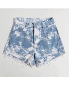 ROMWE Tie Dye Distressed Denim Shorts