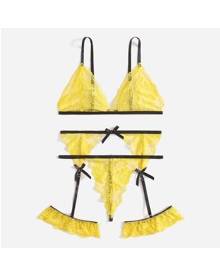 Topshop Molly lace triangle bra in mustard
