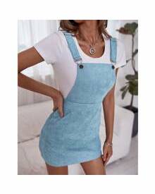 Blue Women's Pinafore Dresses - Clothing