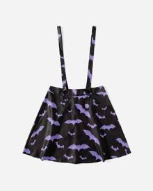 ROMWE Bat Print Straps Skirt