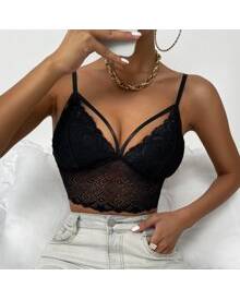 ROMWE Cut Out Crop Lace Cami Top