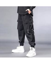 ROMWE Guys Patched Pocket Cargo Pants