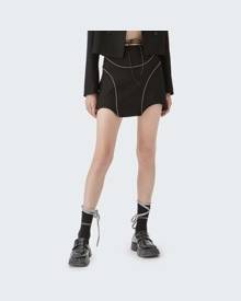 ROMWE Reflective Binding Drawstring Detail Asymmetrical Hem Skirt