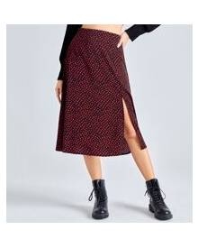 ROMWE Polka Dot Split Thigh Skirt