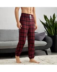 ROMWE Guys Plaid Drawstring Waist Pajama Pants