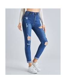 ROMWE Cat Whisker Ripped Jeans