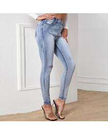 ROMWE Ripped Detail Skinny Jeans