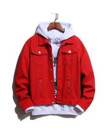 Red denim hot sale jacket men