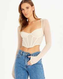 Glassons Mesh Long Sleeve Corset Top