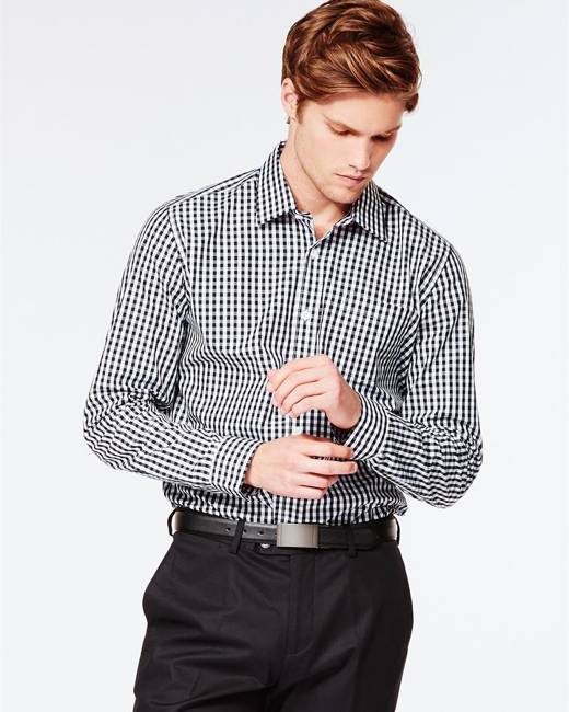 Hallensteins Men's Check Business Shirt in Black Hallensteins Men's Check Business Shirt in Black