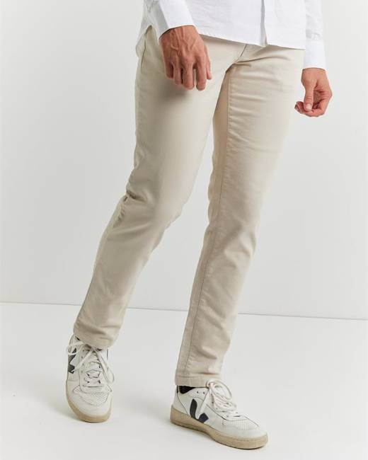 Organic Cotton Slim Fit Pants in Stone