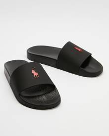 Polo Ralph Lauren - Slide Sandals   Unisex - Slides (Black & Red) Slide Sandals - Unisex