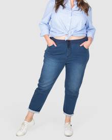 Love Your Wardrobe - Liana Denim Jogger Jeans - Mom Jeans (Dark Indigo) Liana Denim Jogger Jeans