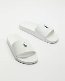 Polo Ralph Lauren - Slide Sandals   Unisex - Slides (White & Navy) Slide Sandals - Unisex