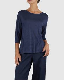 Amelius - Bronte Linen T Shirt - T-Shirts & Singlets (Navy) Bronte Linen T-Shirt Amelius - Bronte Linen T Shirt - T-Shirts & Singlets (Navy) Bronte Linen T-Shirt