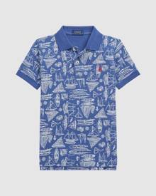 Polo Ralph Lauren - Sailboat print Cotton Mesh Polo Shirt   Kids - Shirts & Polos (Sailing Blue Print) Sailboat-print Cotton Mes