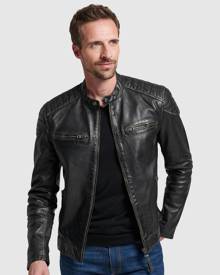 Superdry - Heritage Leather Moto Racer Jacket - Coats & Jackets (Black) Heritage Leather Moto Racer Jacket