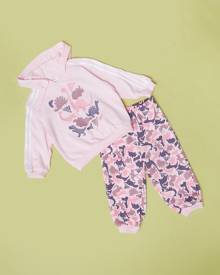 adidas Sportswear - Dino Camo Allover Print French Terry Jogger Set   Babies - 2 Piece (Clear Pink & White) Dino Camo Allover Pr