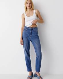 Pull&Bear - High Waist Mom Jeans - Mom Jeans (Navy) High Waist Mom Jeans