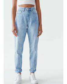 Calli - Turn Up Jeans - Mom Jeans (Mid Blue Wash) Turn Up Jeans