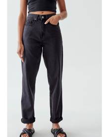 Calli - Turn Up Jeans - Mom Jeans (Washed Black) Turn Up Jeans