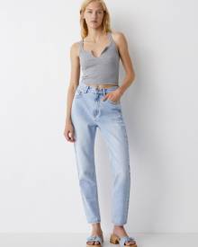 Pull&Bear - Basic Mom Jeans - Mom Jeans (Faded Blue) Basic Mom Jeans