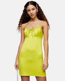 Topshop Neon Yellow Gathered Bust Slip Dress - Yellow