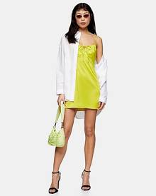 Topshop Petite Neon Yellow Gathered Bust Slip Dress - Yellow