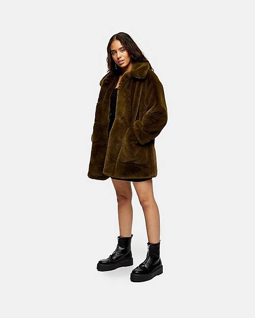 top shop fur hood coat