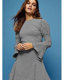 Topshop Petite Black And White Textured Sleeve Mini Dress - Multi Topshop Petite Black And White Textured Sleeve Mini Dress - Multi