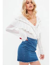 Missguided Denim Lace Up Detail Mini Skirt